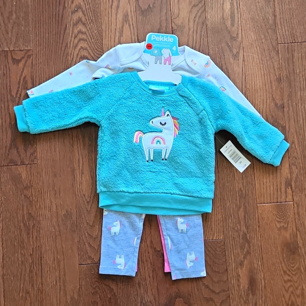 2 Pekkle Girls Outfits - Unicorns & Rainbows - BNWT